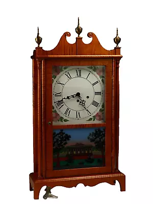 Bench Made Tiger Maple Federal Style Mantle Clock By Ira Lesher And Son Of PA • $1199