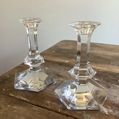 $49.90 • Buy Pair Val St Lambert Candlesticks Holders Elysee 6 5/8 Inch Crystal Glass
