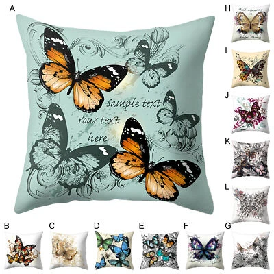$12.12 • Buy Throw Pillow Case Flower Butterfly Print Pattern Cushion Cover Decor Square