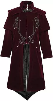 Apocrypha Men‘s Red Steampunk Jacket Gothic Victorian Renaissance Frock Coat (S) • $29.99