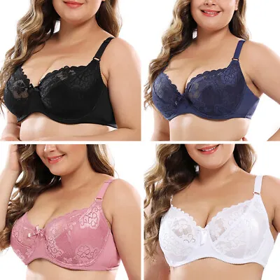 Ladies Underwired Full Cup Bra Large Bust Lace Minimizer Bras Plus Size B C D EF • £5.99