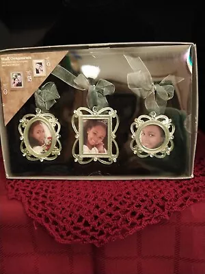 Vintage Mini Photo Frame 3 Set Green Enamel And Rhinestones New • $18