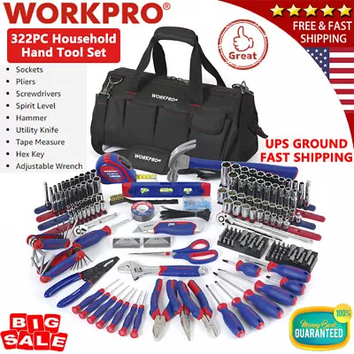 322PC Mechanics Tool Set General Household Hand Tool Set Socket Plier SAE Metric • $126.99