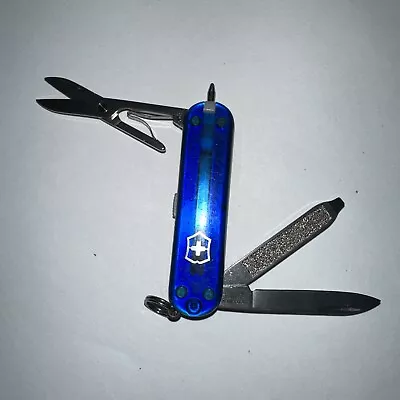 Victorinox Signature 58mm Swiss Army Knife Translucent Sapphire Blue • $19.99