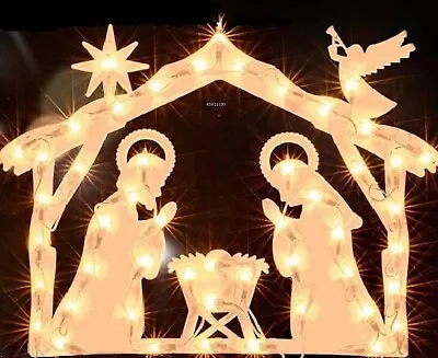 $29.99 • Buy Lighted Nativity Scene Window Sculpture 50 Lights Christmas Decoration New