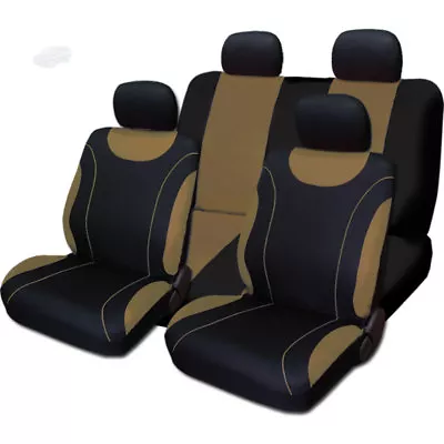 For Mazda New Sleek Black And Tan Flat Cloth Car Truck Seat Covers Set  • $32.98