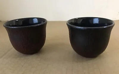 Traditional Cast Iron Japanese Chinese Tea Sake Cups Pair Red Finish Teavana • £13.75