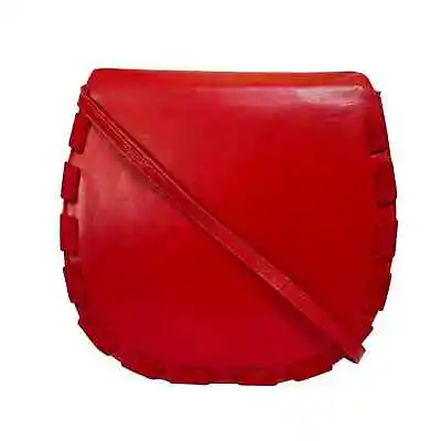 Valentino Garavani Vintage Red Leather Suede Whipstitch Luxury Saddle Bag Purse • $225