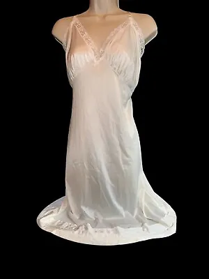 Vintage Mel-Lin Full Slip Dress Lingerie 44 Silky Ivory Nylon & Lace Sissy • $39.97