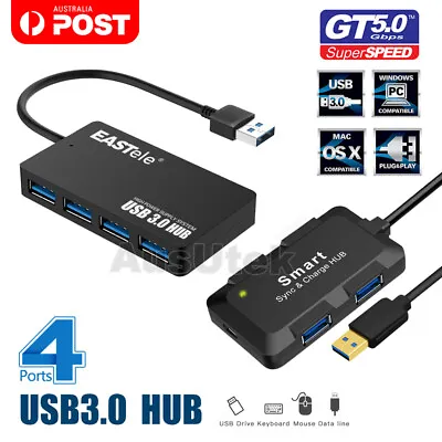 $7.95 • Buy 4 Port Super Speed USB 3.0 HUB Slim Built-in Cable Expansion Splitter Macbook PC