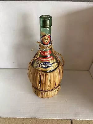 Vintage 1966 Gancia Chianti Empty Wine Bottle Straw Wrapped Italy • $8