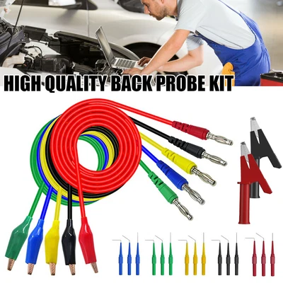 $0.11 • Buy 22Pcs Back Probe Kit Multimeter Test Lead 4mm Clip Clamp Test Cable Wire
