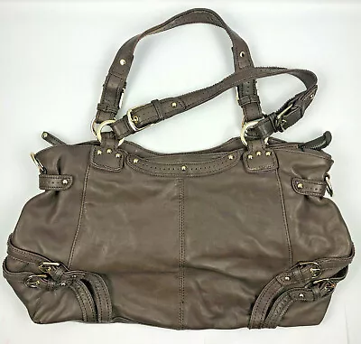 Junior Drake Double Handled Brown Hobo Bag With Decorative Buckled Straps • $19.95