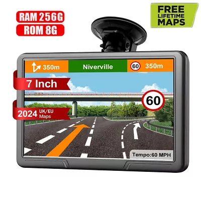7inch 8GB Car Truck Sat Nav GPS Navigation Free Lifetime UK/EU Maps Touch Screen • £38.66