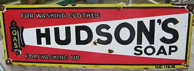 £13 • Buy Good Sized Porcelain Enamel Advertising Sign HUDSONS SOAP For Washing Clothes