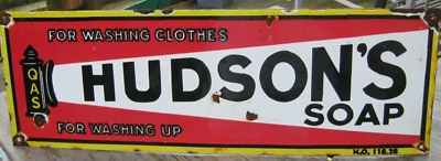 £13 • Buy Good Sized Porcelain Enamel Advertising Sign HUDSONS SOAP For Washing Clothes