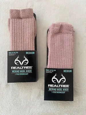 Realtree Women's 2 Pair Merino Wool Hiker Socks Size 6-10 Shoe Size • $15.99