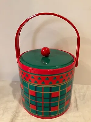 $4.99 • Buy Vintage GEORGES BRIARD ICE BUCKET Signed Red Green Plaid Christmas As Is