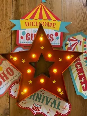 Vintage LED Large 33 Cm. Metal Fairground Circus Star • £26