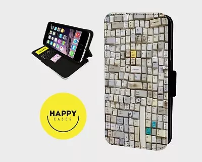 RETRO KEYBOARD KEYS FUNKY - Faux Leather Flip Phone Case Cover - IPhone/Samsung • £9.67