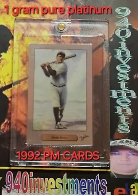 Babe Ruth 1 Gram .995 Pure Platinum Serial # Mitsubishi 1992 PM Cards Rare 💰 • $324.95