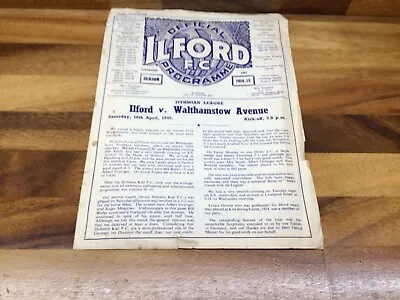 1954/55 Ilford V Walthamstow Avenue Isthmian Non League Football Programme • £4.95