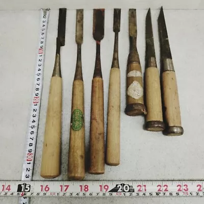 Lot Of 7  Wood Chisel Japanese Nomi For Woodworking Hand Carpentry Kuchibashi17 • £59.68