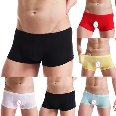 £5.41 • Buy Mens Clear See-Through Underpants Boxer Sexy Underwear Mesh Shorts Trunks Briefs