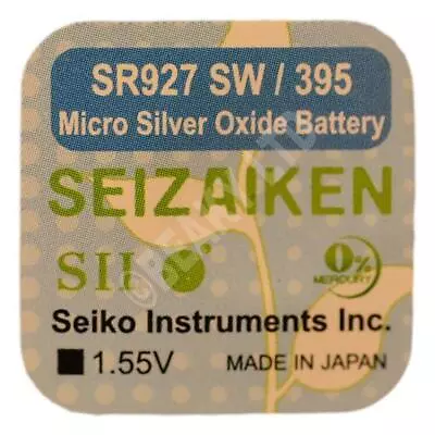 395 SR927SW | SEIZAIKEN By Seiko | Silver Oxide Watch Battery|1.55v| Single Pack • £1.79