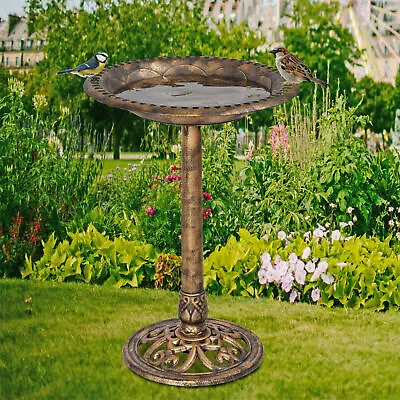 28  Lightweight Bird Bath Feeder Standing Outdoor Garden Patio Decor Bronze • $26.58