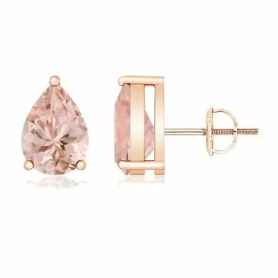 1 Ct Pear Cut Lab-Created Morganite Stud Earrings 14k Rose Gold Plated • $83.99