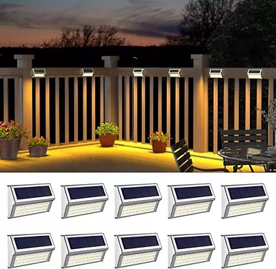 Solar Fence Lights Deck Lights Outdoor Waterproof With 30 LED Stainless Steel • $6.99