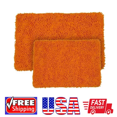 Chenille Memory Foam Bath Mat Set With Non-Slip Base Home Orange 2-Piece NEW • $38.93