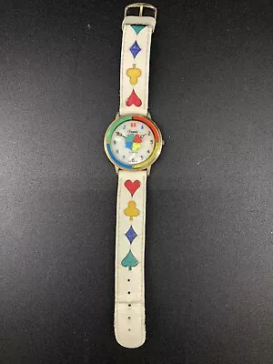 Xanadu Women's Colorful watch Leather Vtg 90’s Cards Heart Club Spade Diamond • $15