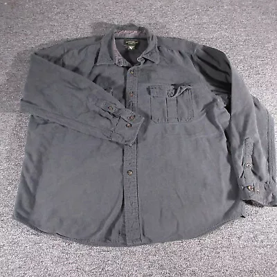 Eddie Bauer Shirt Mens Large Gray Chamois Flannel Outdoor Long Sleeve Classic • $8