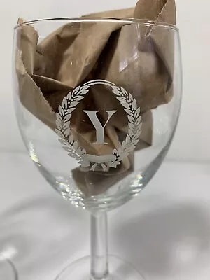 Two Wine Glass Goblets Monogram Y Wedding Glasses Party Barware • $25.88