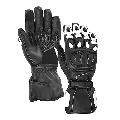 Motorcycle Motorbike Gloves Leather Knuckle Winter Thermal Protection Waterproof • £21.99