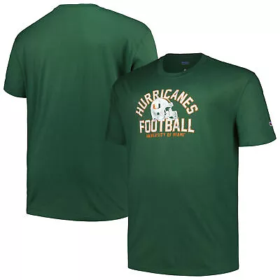 Men's Champion Green Miami Hurricanes Big & Tall Football Helmet T-Shirt • $29.99