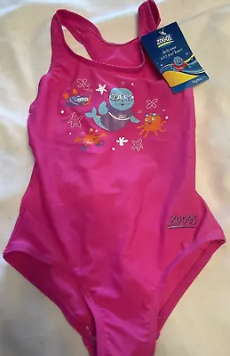 Zoggs Girls Placement Actionback Swimming Costume / Swimsuit  PINK Age 2-3 NWT • £4.50