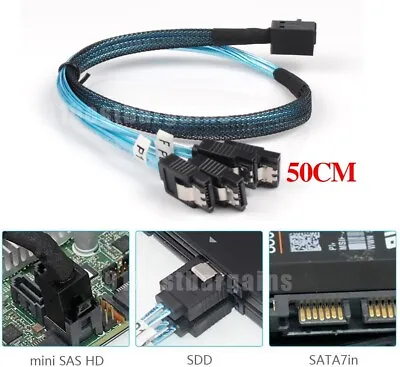 Internal HD Mini SAS (SFF-8643 Host) To 4X SATA (Target) Hard Drive Cable 0.5m • $11.94