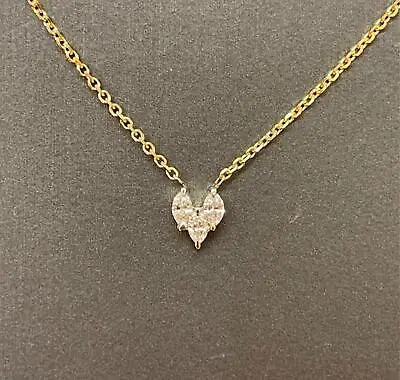 Dainty 18K/14K Gold Natural Marquise Diamond Heart Shape Pendant Necklace • $599