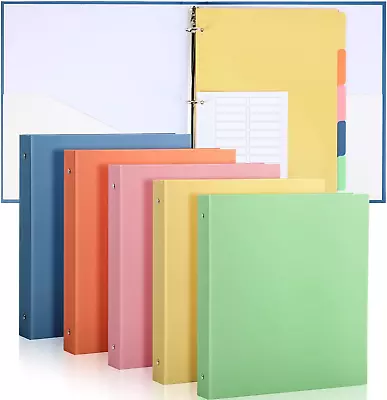 5 Sets 1 Inch Heavy Duty 3 Ring Binder With 2 Pockets With 5 Tab Dividers 8.5 X  • $28.99