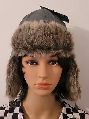 New EDDIE BAUER Superior Down Trapper Cold Weather Aviator Hat Charcoal S/M NWT • $19.99