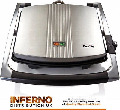 £44.95 • Buy BREVILLE VST026 4-Slice Panini Press Stainless Steel, Toastie, Sandwich Maker