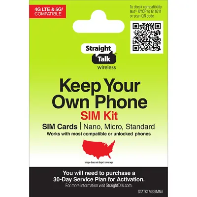 Straight Talk Keep Your Own Phone SIM Kit No Airtime - Prepaid • $3.99