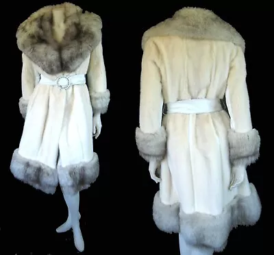 Blonde MINK & Norwegian FOX Fur Coat Ivory Vintage Jacket REPAIR CRAFT CUTTER • $275