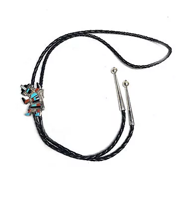 Old Pawn Navajo Sterling Silver Multi-Stone Kachina Bolo Tie • $230