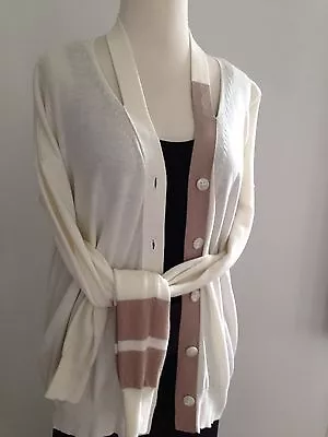 B. Chyll Asymmetric Cutout Necklace Style Cotton Cashmere Cardigan NWT $280 • $78