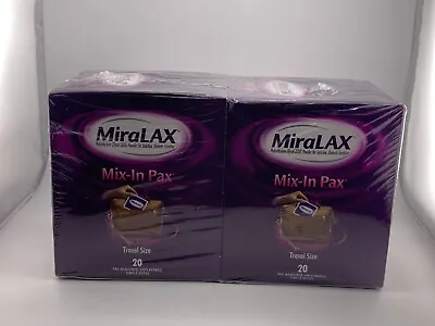 LOT OF 2 MiraLAX Osmotic Laxative Powder Mix-In Pax 20 Doses X 2 - Exp: 01/2025 • $29.45