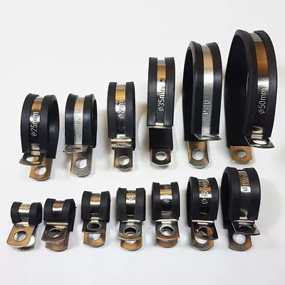 £5.99 • Buy Rubber Lined Stainless Steel Metal Plated P Clip Clamp Hose Cable 5mm - 50mm 